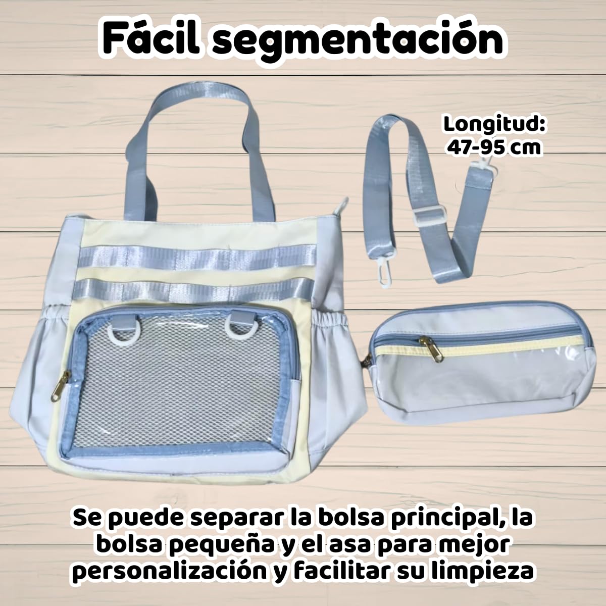 Mochila Pañalera Moderna Multifuncional de Nylon con Ventanas Transparentes, Bolsa Organizadora Urbana Ligera y Compacta para Bebé, Bolsas laterales, Bolsita y Asa Removibles (Celeste)