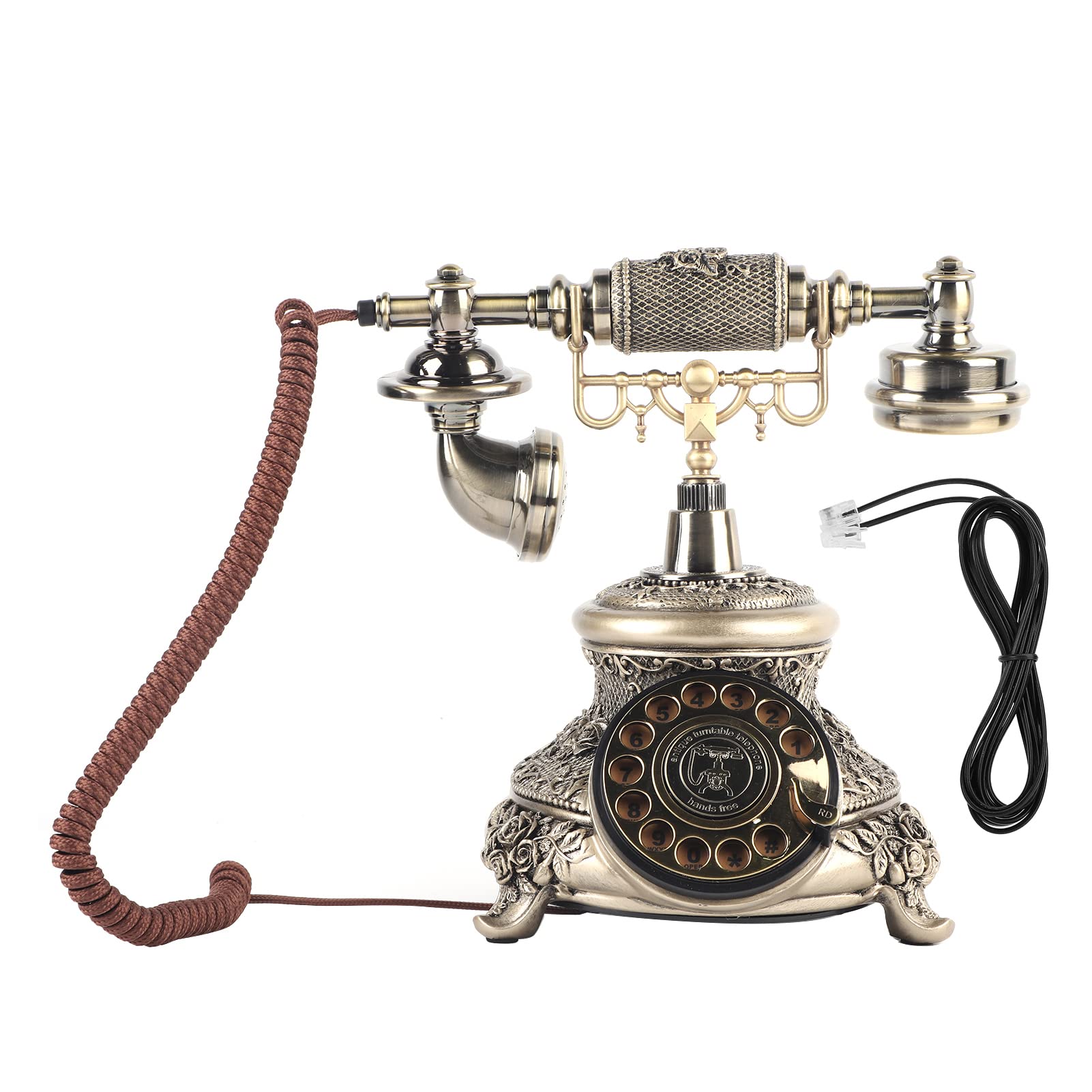 Teléfono Antiguo, Teléfono Giratorio Ms-5700D Resina, Clásico, Antiguo, Tocadiscos, Teléfono Decorativo, Rotación, Teléfono Europeo para Escritorio, Oficina en Casa, Teléfonos de Oficina, Línea Fija