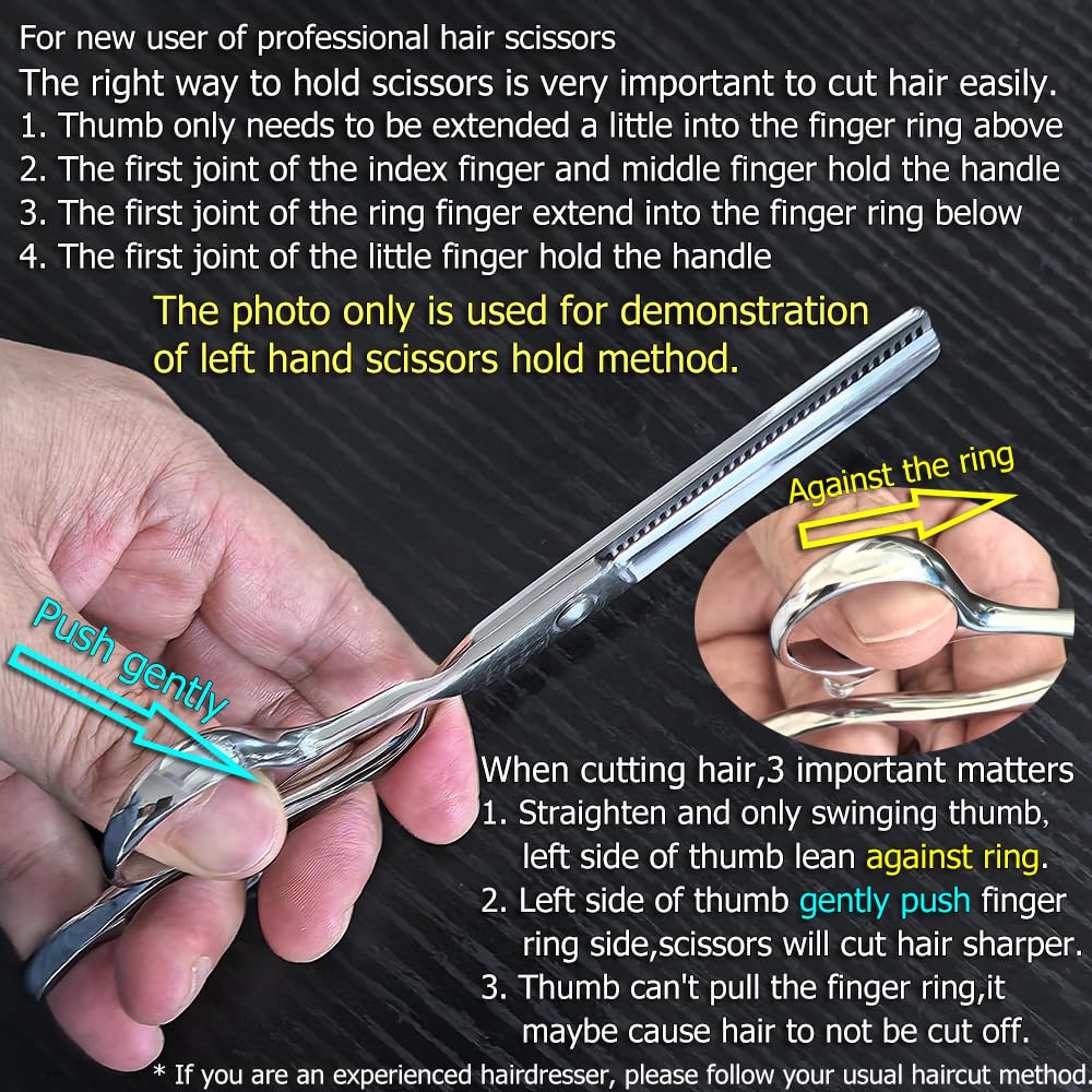 Tijeras para el cabello de mano izquierda Tijeras de adelgazamiento 5.5 Pulgadas Tijeras de barbero de mano izquierda Tijeras de adelgazamiento para el cabello Tijeras de barbero Kinsaro