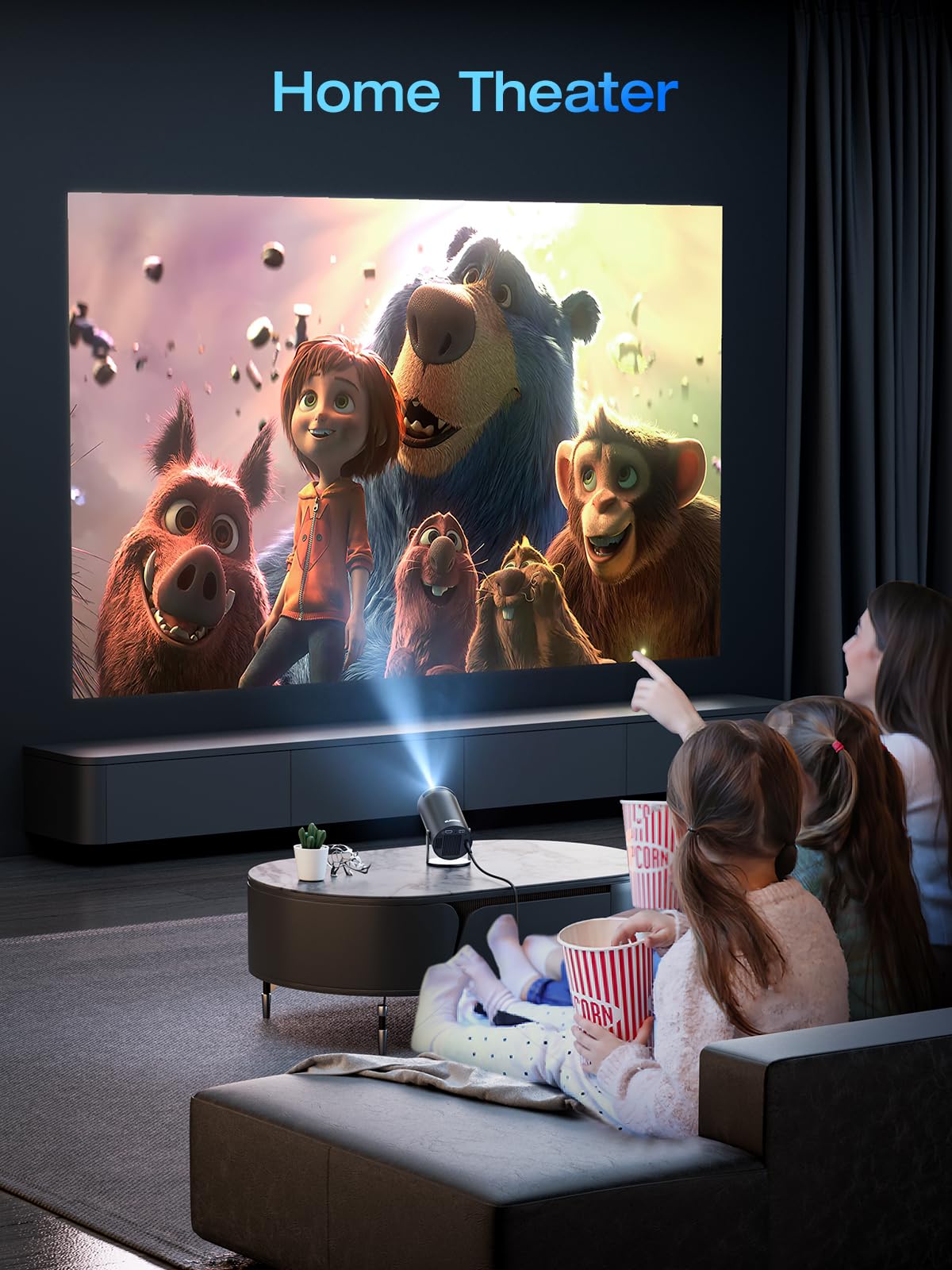 CLOKOWE Proyector con WiFi y Bluetooth, compatible con 4K FHD 1080P, mini proyector portátil de películas para exteriores, piedra clave automática, compatible con iOS/Android/HDMI/TV Stick/Windows