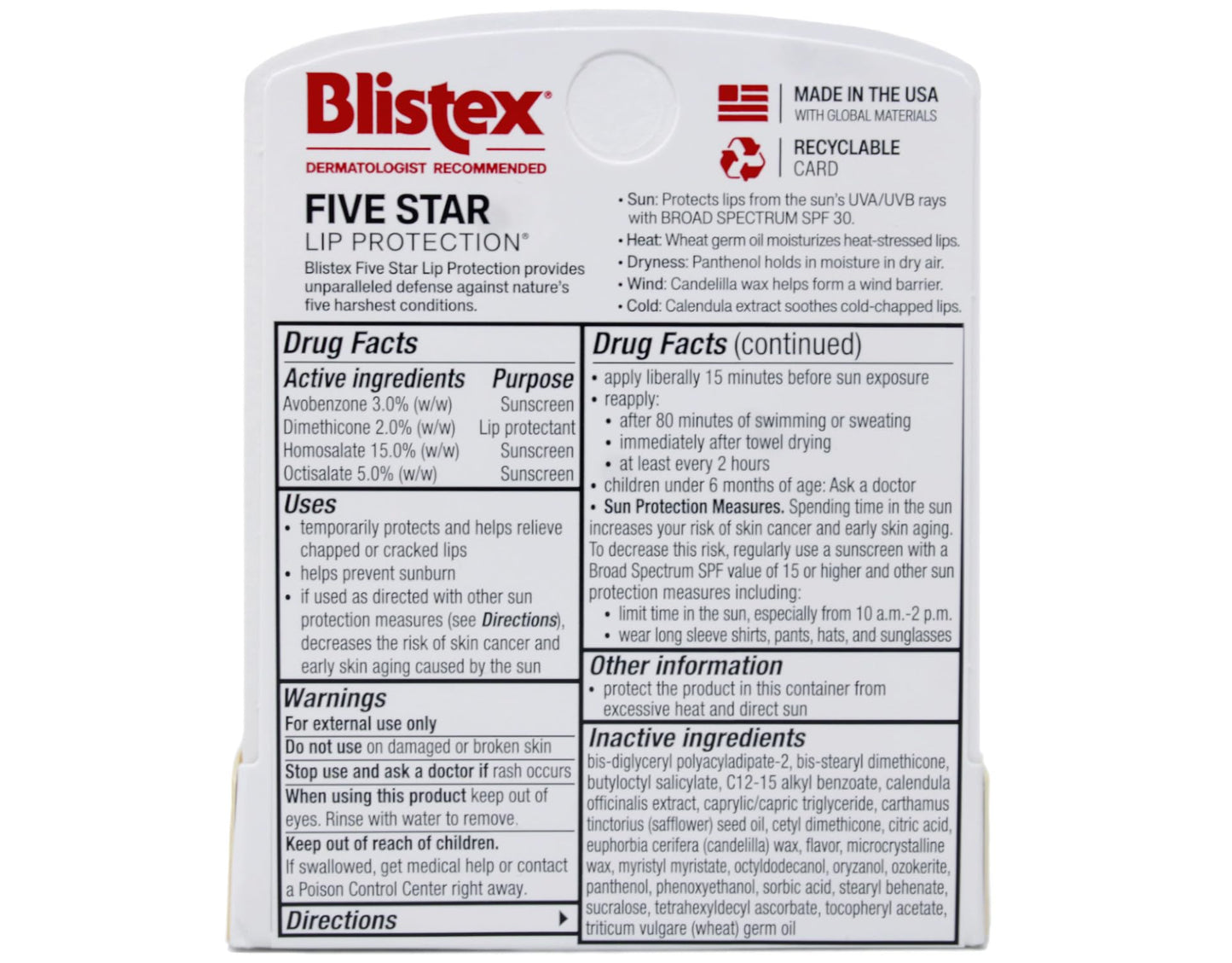 Blistex 5 Star Lip Protct Tamaño .15 oz, 3 unidades
