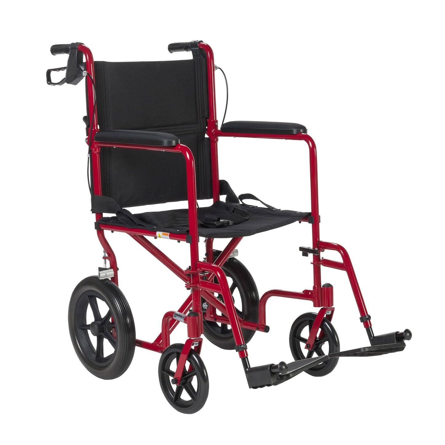 Silla de Ruedas de Transporte Ligera Drive Medical Azul con Frenos Manuales Roja, Tamaño 19