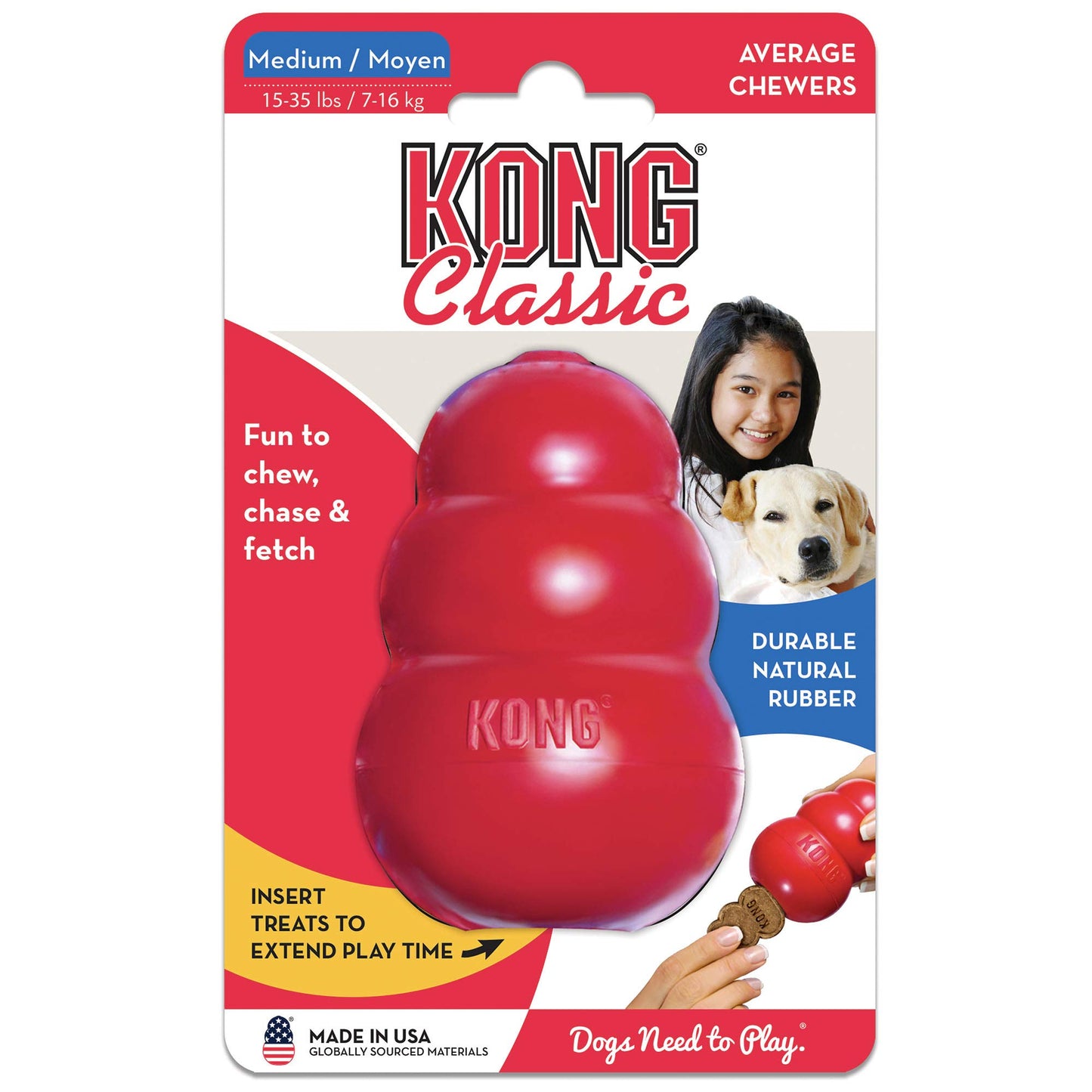Kong Interactive Classic Toy, Color Rojo, Mediano