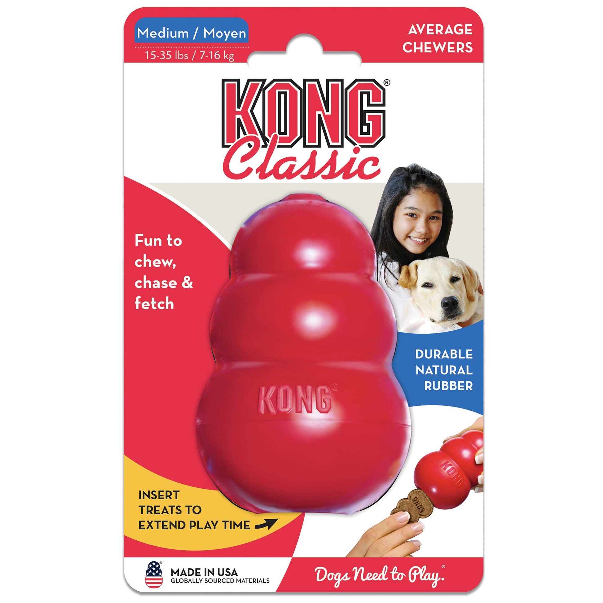 Kong Interactive Classic Toy, Color Rojo, Mediano