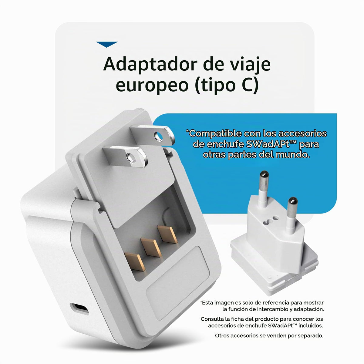 Adaptadores de Enchufe Europeo Ceptics Blanco Compacto y Potente 30W USB-C