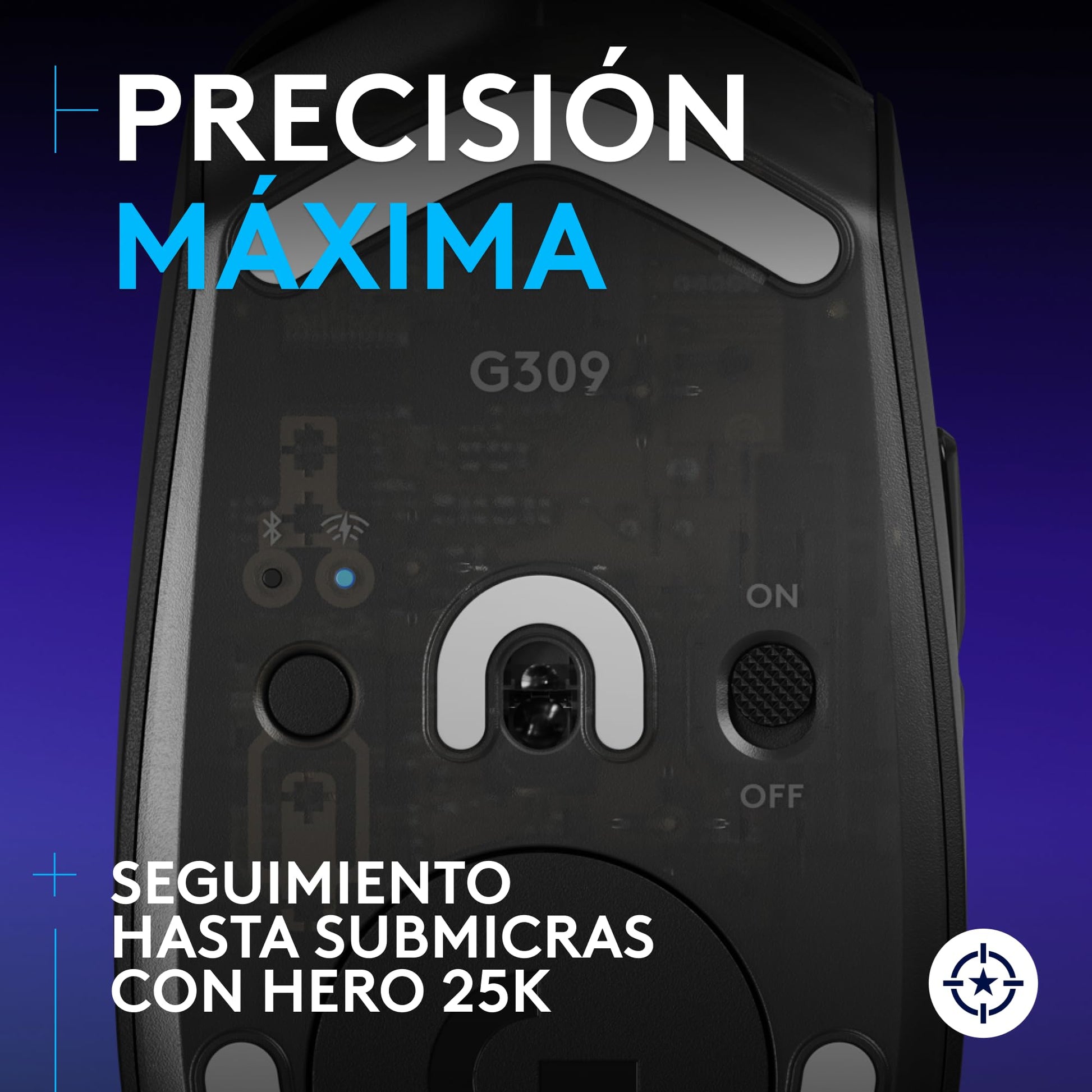 Logitech G309 Mouse inalámbrico Lightspeed para Juegos, Ligero, interruptores híbridos LIGHTFORCE, Sensor Hero 25K, 300+ Horas con una batería AA, 6 Botones programables, PC y Mac - Negro