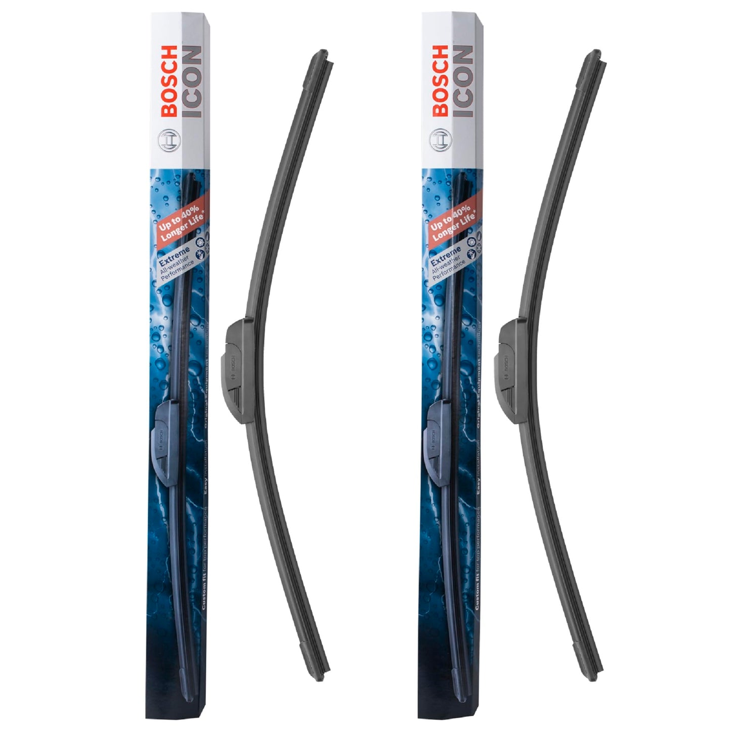 Bosch ICON Wiper Blades 24A20A (Set of 2) Fits Acura: 02-06 RSX, BMW: 18-16 X5, Hyundai: 14-12 Genesis, Toyota: 18-10 4Runner, 11-07 Carmy +More, Up to 40% Longer Life, Frustration Free Packaging