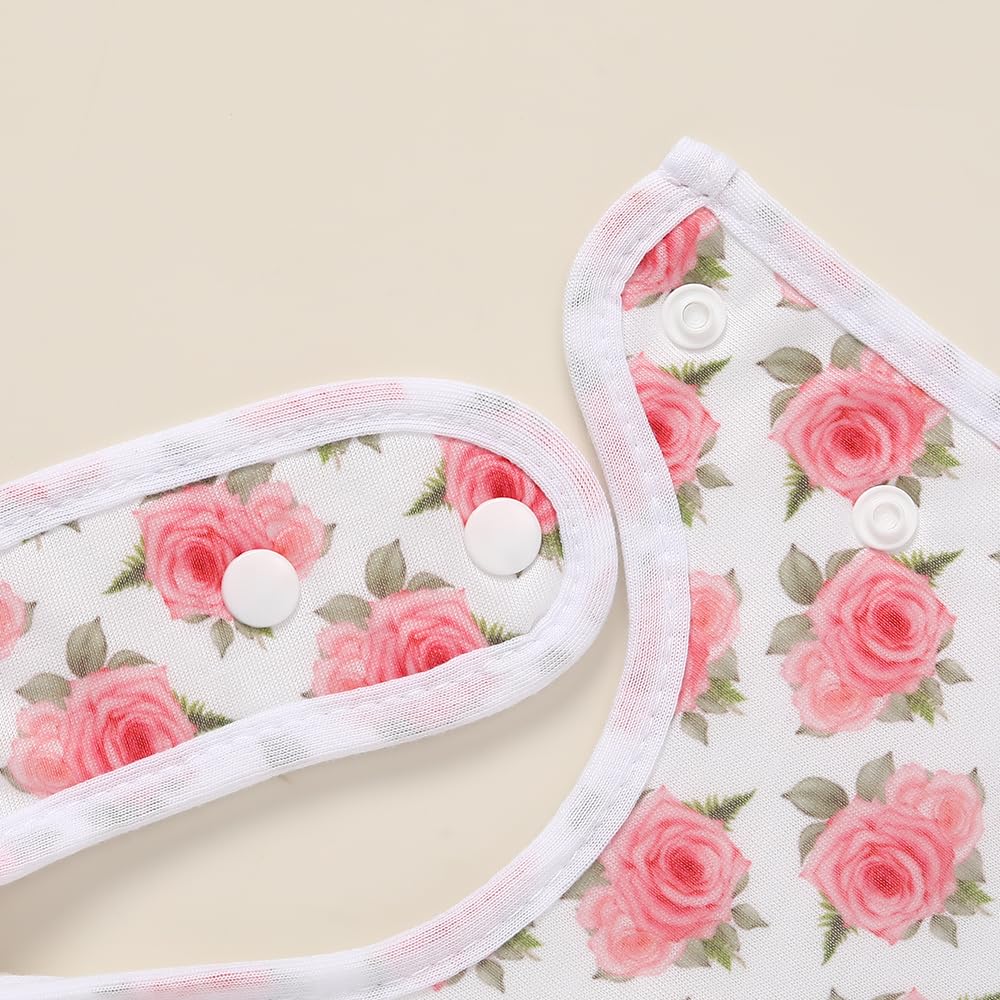 lazyrhino - Paquete de 8 baberos unisex ajustables con broches de presión ultra suaves y absorbentes para la dentición para niños y niñas (rosa-mg-8 piezas)