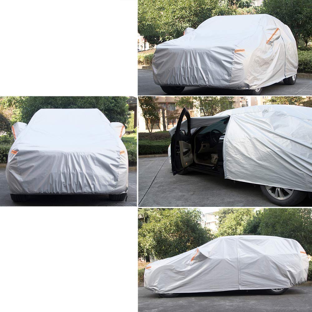 Kayme - Funda de coche SUV de 6 capas, personalizada para BMW X1 (2009-2023), impermeable a todo tipo de clima para automóviles, cubierta completa para exteriores, lluvia, sol, protección UV. Plateada