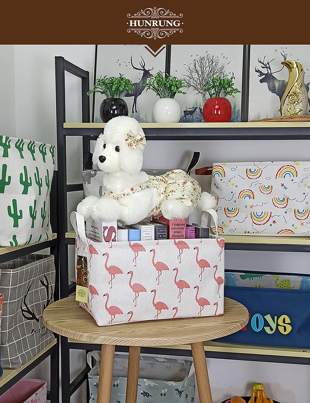 HUNRUNG - Cesta de Almacenamiento Rectangular de Lona para Mascotas, Juguetes, Libros, Ropa, Perfecto para Habitaciones Infantiles, Sala de Juegos, casetas