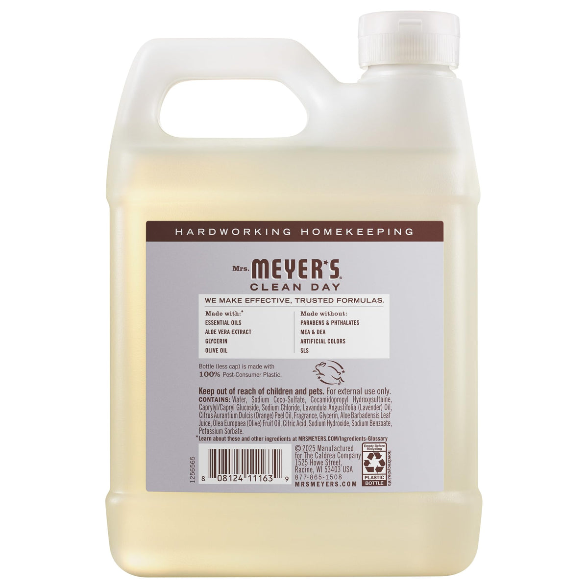 Mrs. Meyer’s Refill Jabón de Manos Líquido Lavanda, 975 ml | Repuesto Ecológico con Aroma Relajante | Fórmula Suave de Origen Vegetal | Sin Parabenos ni Crueldad Animal | Ideal para Uso Diario
