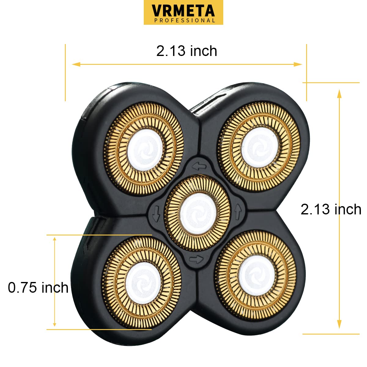 VRMETA - Cabezales de repuesto para afeitadora eléctrica de 5 cuchillas afiladas de acero inoxidable cuchillas de repuesto flexibles alternativas para afeitadora eléctrica giratoria (5 cabezales (dorado)