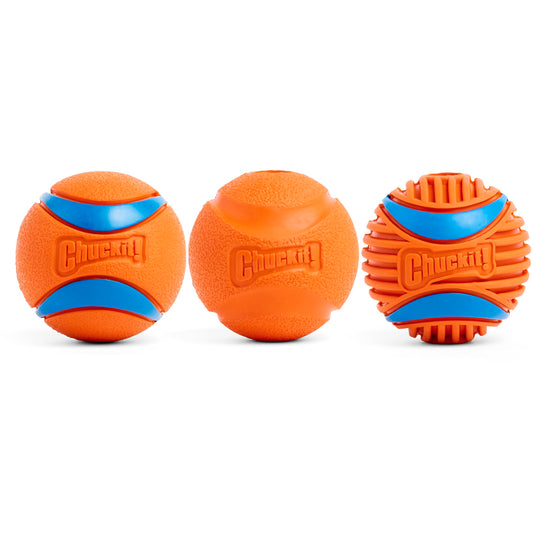 Chuckit! Fetch Ball Medley, Mediano, Bola para Perro, Paquete de 3, Bolas Ultra, Fetch y Resistentes Incluidas