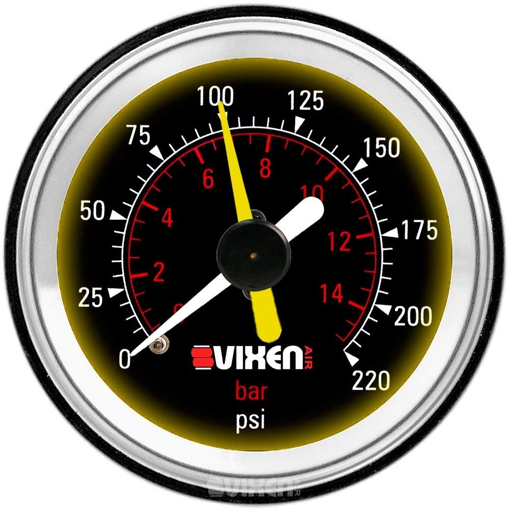 Manómetro de Presión de Aire Vixen Air 2 Pulgadas con Aguja Doble y Panel de Instrumentos de Metal