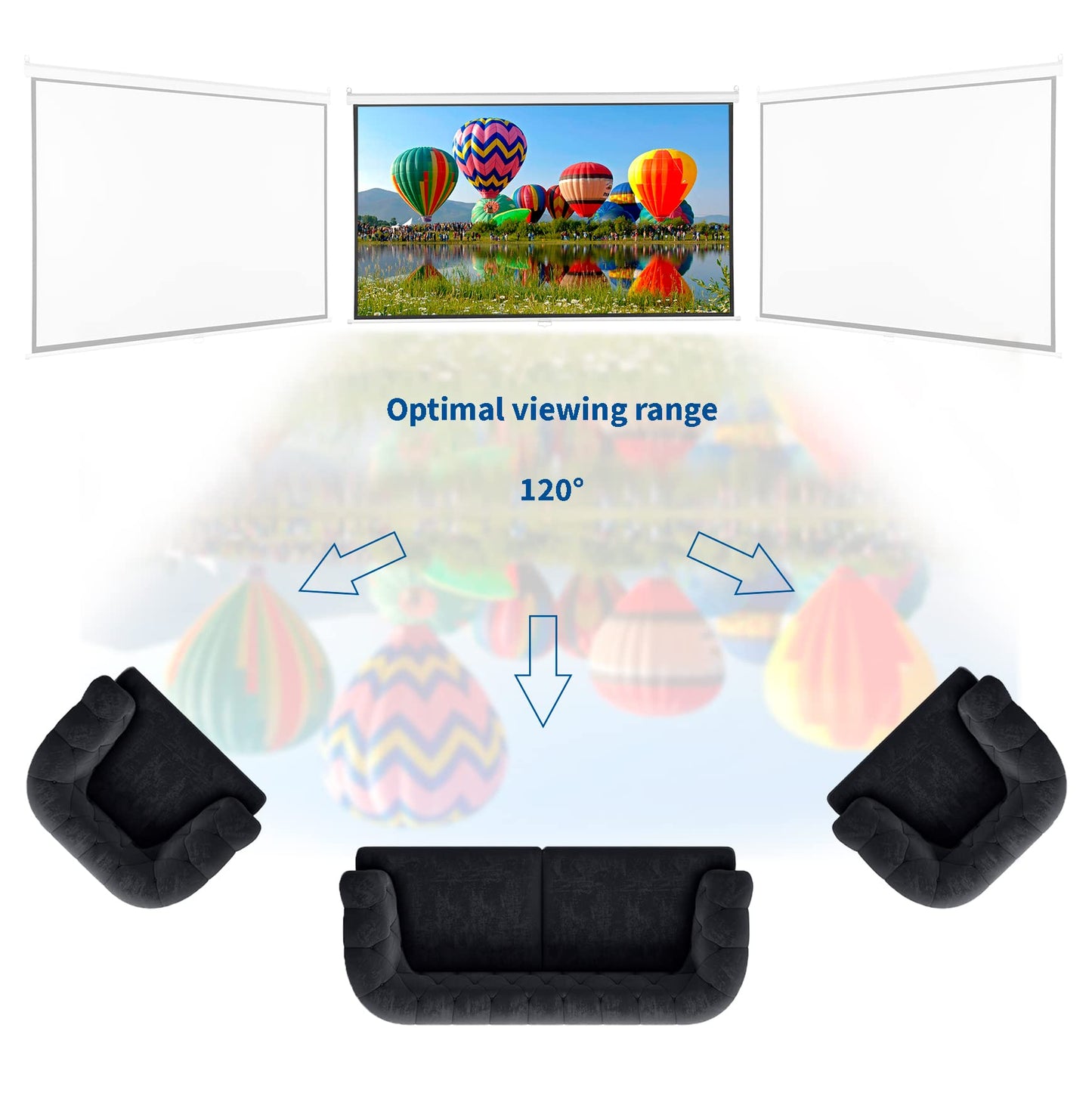 VIVO el 70 pulgadas pantalla para proyector, 80 pulgadas Diagonal de 23 A 41: HD para bajada Manual mate blanco cine en casa VIVO (ps-m-080)