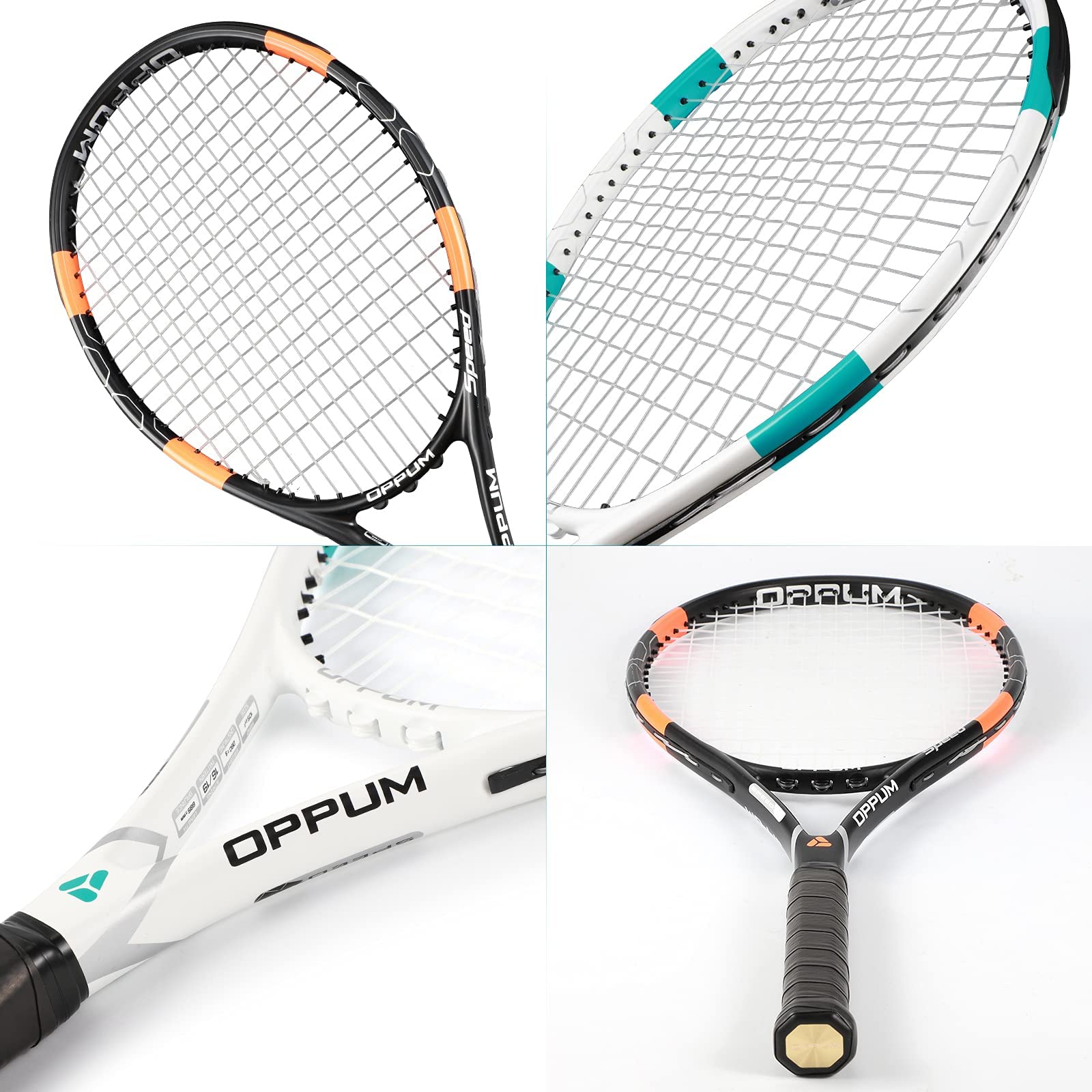 Raquetas de Tenis OPPUM Blancas Profesionales de 27 Pulgadas para Jugadores Principiantes e Intermedios