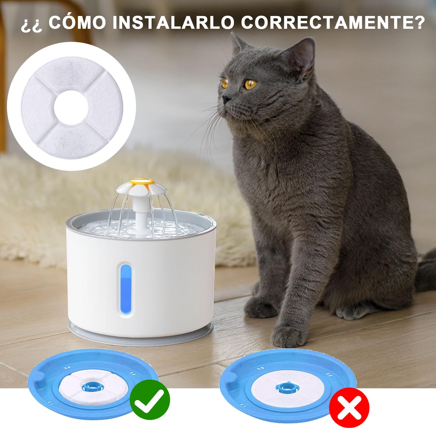 Filtros de Bebedero para Mascotas JUYAN Resina y Carbón Activo 16 Piezas Gatos