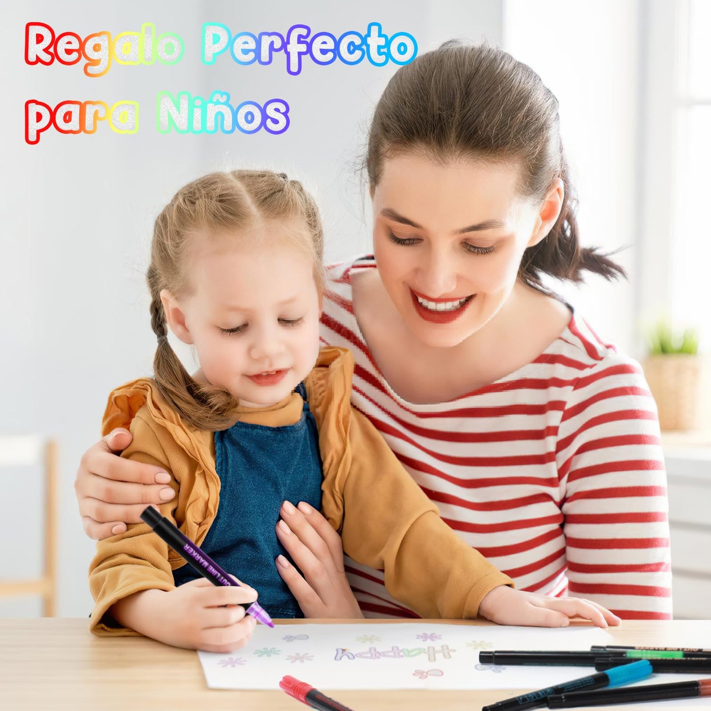 24 Colores Marcadores Acrílicos con Purpurina, Juego de Plumones de Acrilico de Contorno con Eefecto Garabato, para Tarjetas de Bricolaje, Arte de Piedras, Albumes de Recortes y más