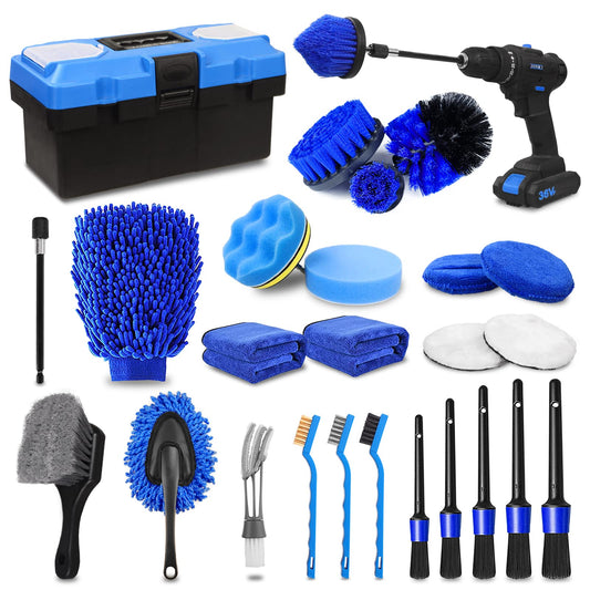 Kit de 27 piezas para detalles de automóviles, juego de cepillos para detalles de automóviles, cepillos para detalles de automóviles, kit de lavado de automóviles, accesorios de automóviles, kit de