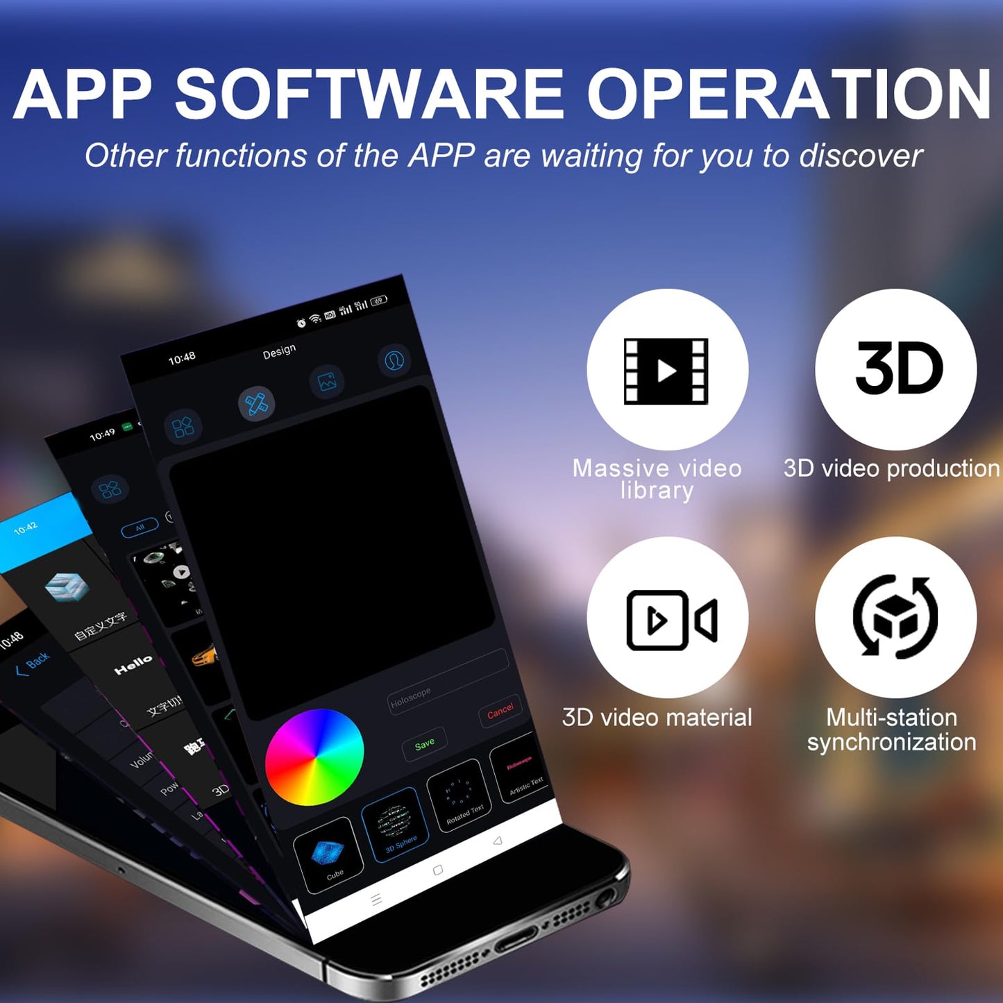 Ventilador de Holograma 3D Sxhlseller Ultra HD 2000 X 1444 LED con WiFi y Sonido para Publicidad