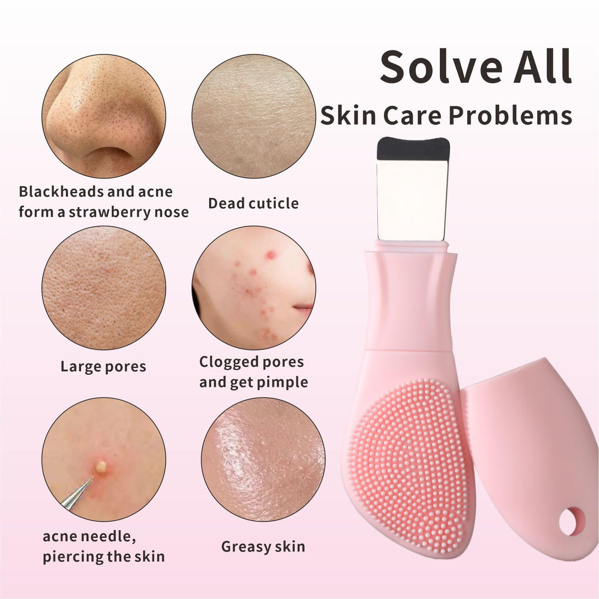 Herramientas para eliminar puntos negros, removedor de cabeza negra para nariz facial, limpiador facial de silicona, cepillo de limpieza de poros, aplicador de máscara para el cuidado diario de la