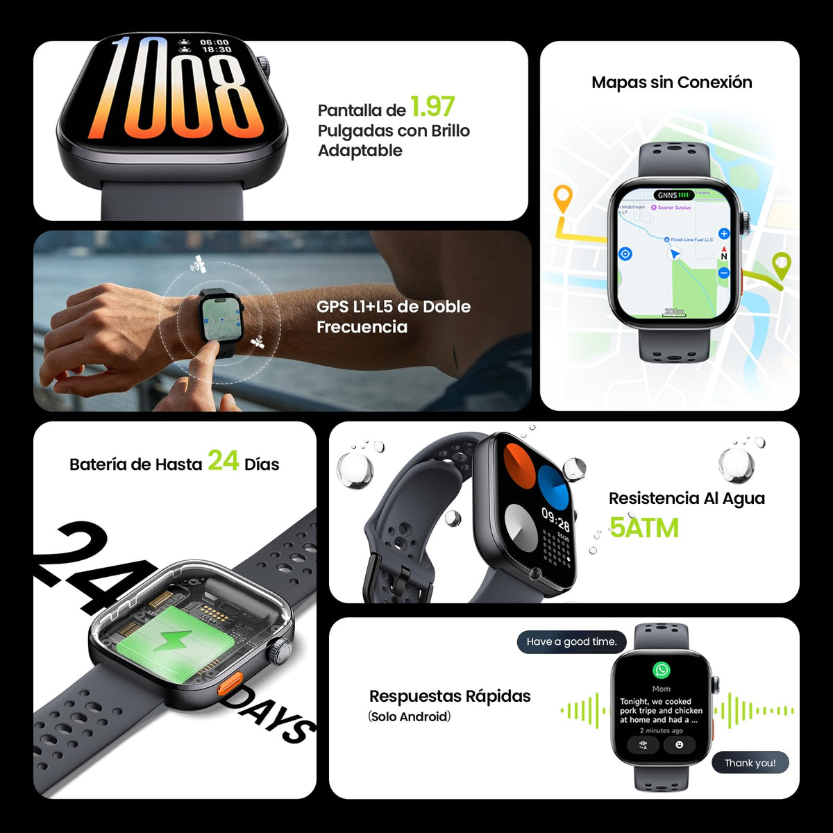 Smartwatch HAYLOU Hyper GPS Mapas sin Conexión para Hombre y Mujer