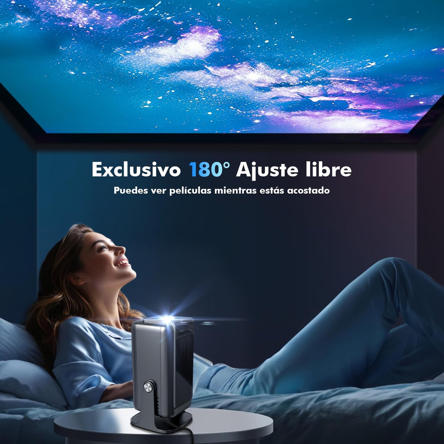 Proyector Portátil 4K Enfoque Eléctrico con Android 13 Bluetooth WiFi6 para iOS, Android, PC, TV Stick