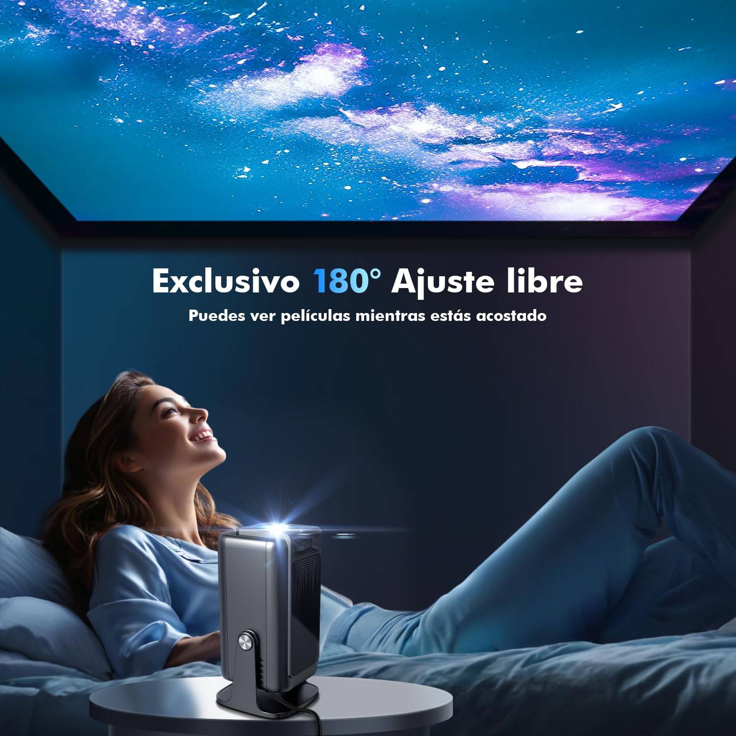 Proyector Portátil 4K Enfoque Eléctrico con Android 13 Bluetooth WiFi6 para iOS, Android, PC, TV Stick