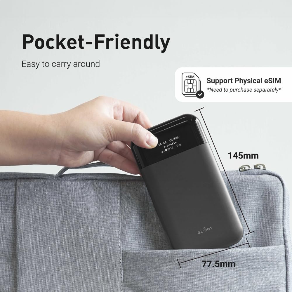 GL.iNet GL-E750V2 (MUDI) 4G LTE Punto de Acceso portátil Wi-Fi para Viajes | Dispositivo de Punto de Acceso móvil, OpenWrt, OpenVPN, WireGuard, 7000mAh, versión Global
