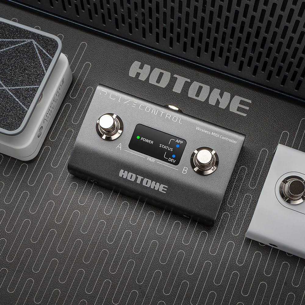 HOTONE - driver MIDI inalámbrico con interruptores de pie programables, aplicación móvil ultracompacto de 12 horas con control de pulze EC-2 (incluye 2 protectores de pedal adicionales)