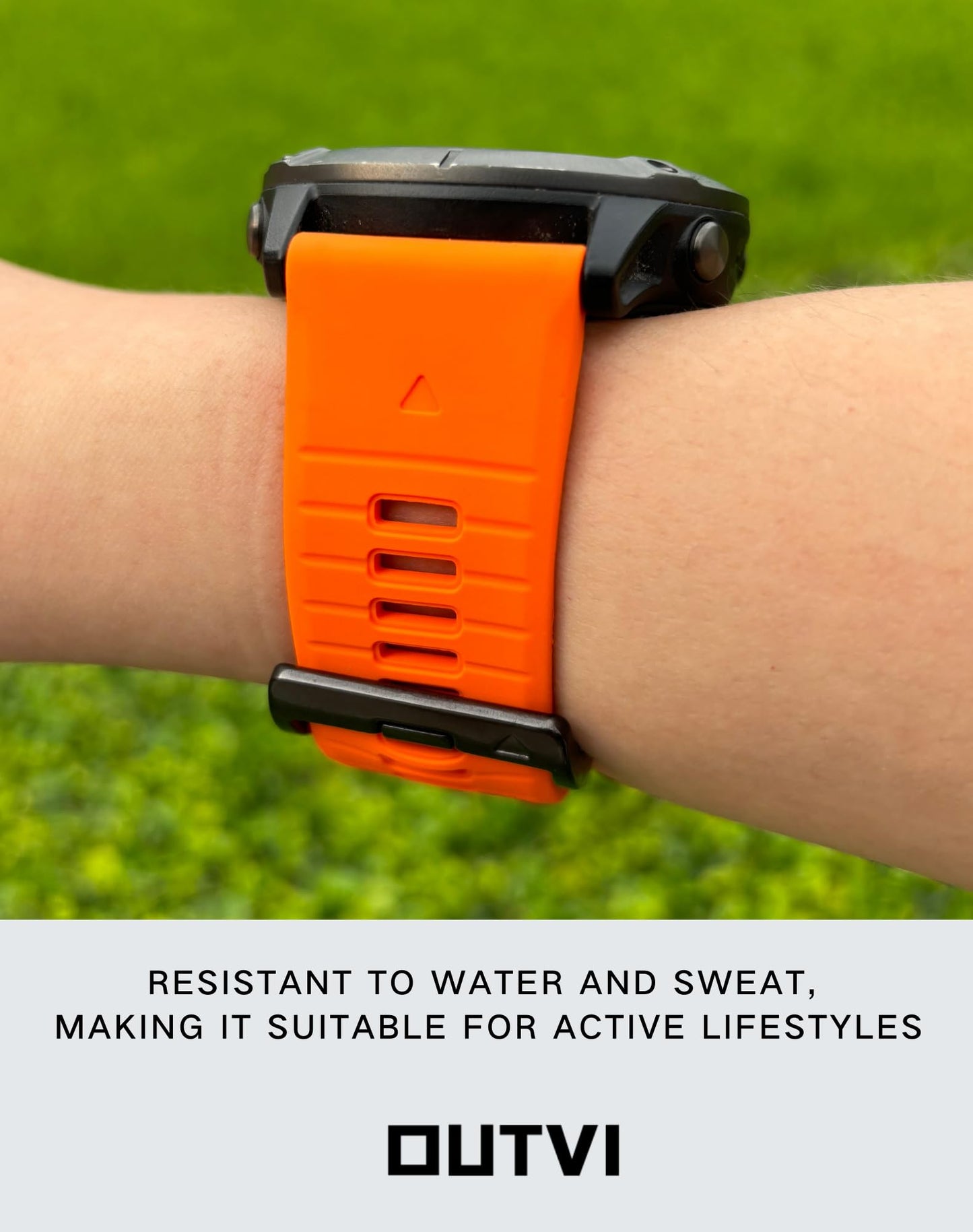 OUTVI 22mm watch band for garmin fenix 5 6 7 pro Sapphire Solar Forerunner 965 955 935 745 epix Pro Gen 2 47mm only soft silicone quick fit 22 watch bands replacement for men women Orange