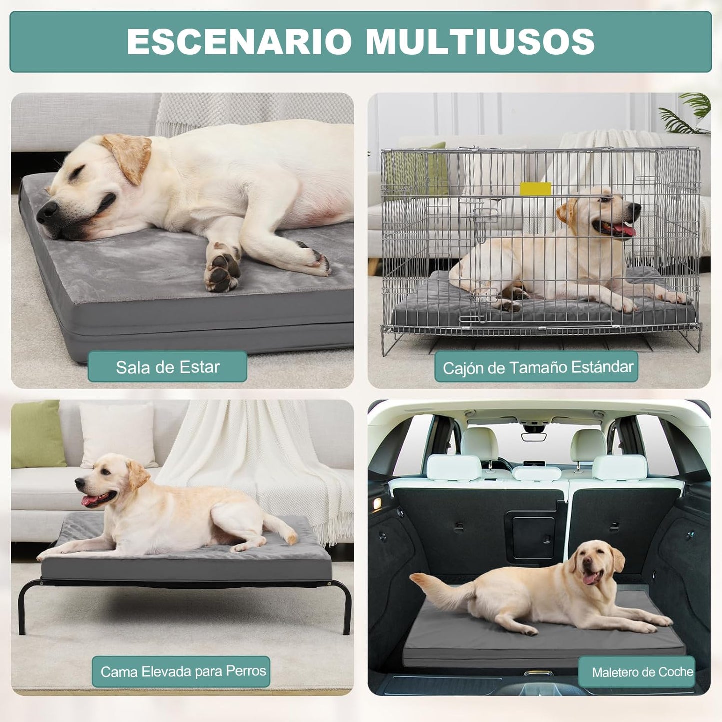 Cama Ortopédica Muja Grandes Doble Cara Inferior Antideslizante para Perro