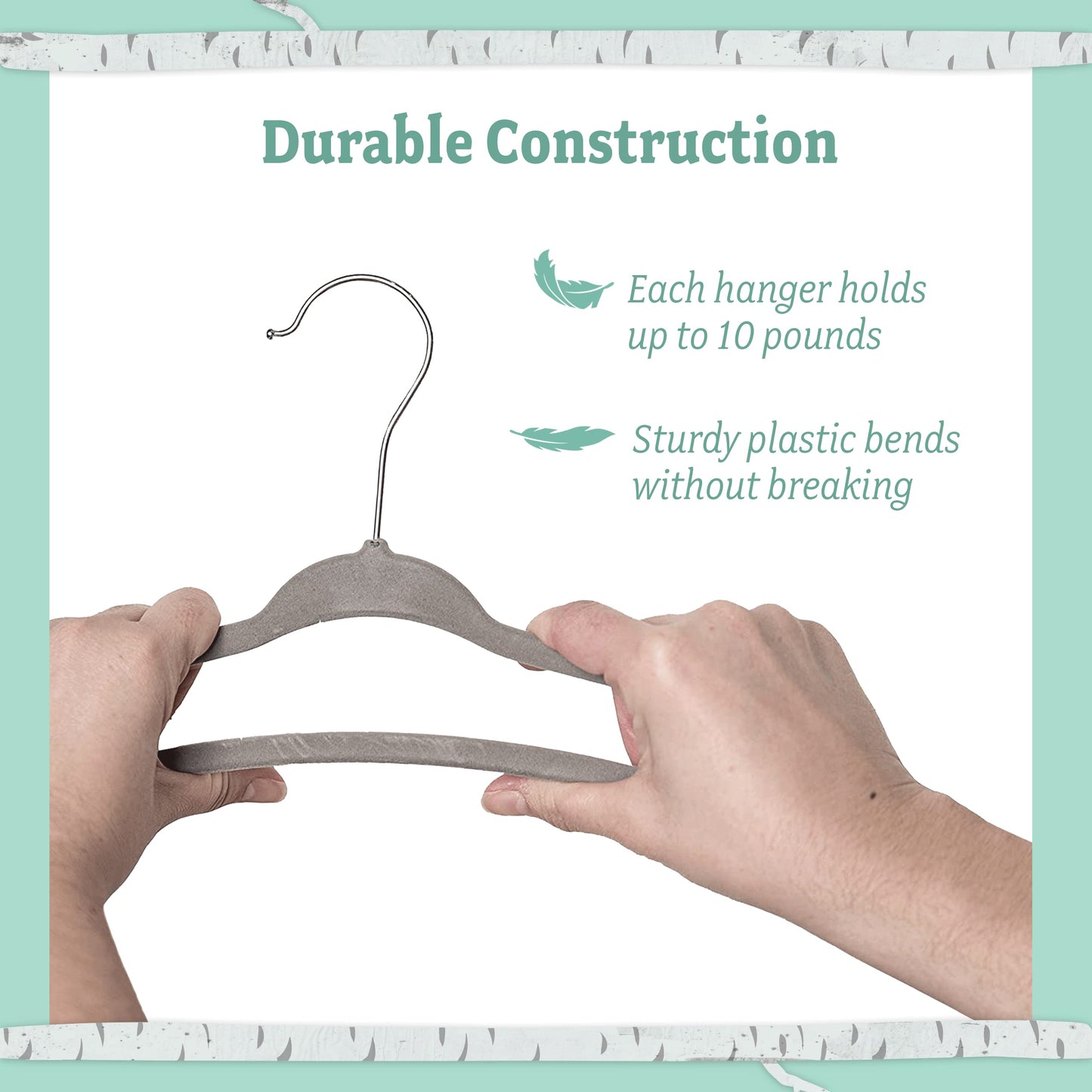 Baby Nest Designs - Perchas de terciopelo de plástico para niños, separadores antideslizantes para guardería, organizador de clóset, color gris, paquete de 15