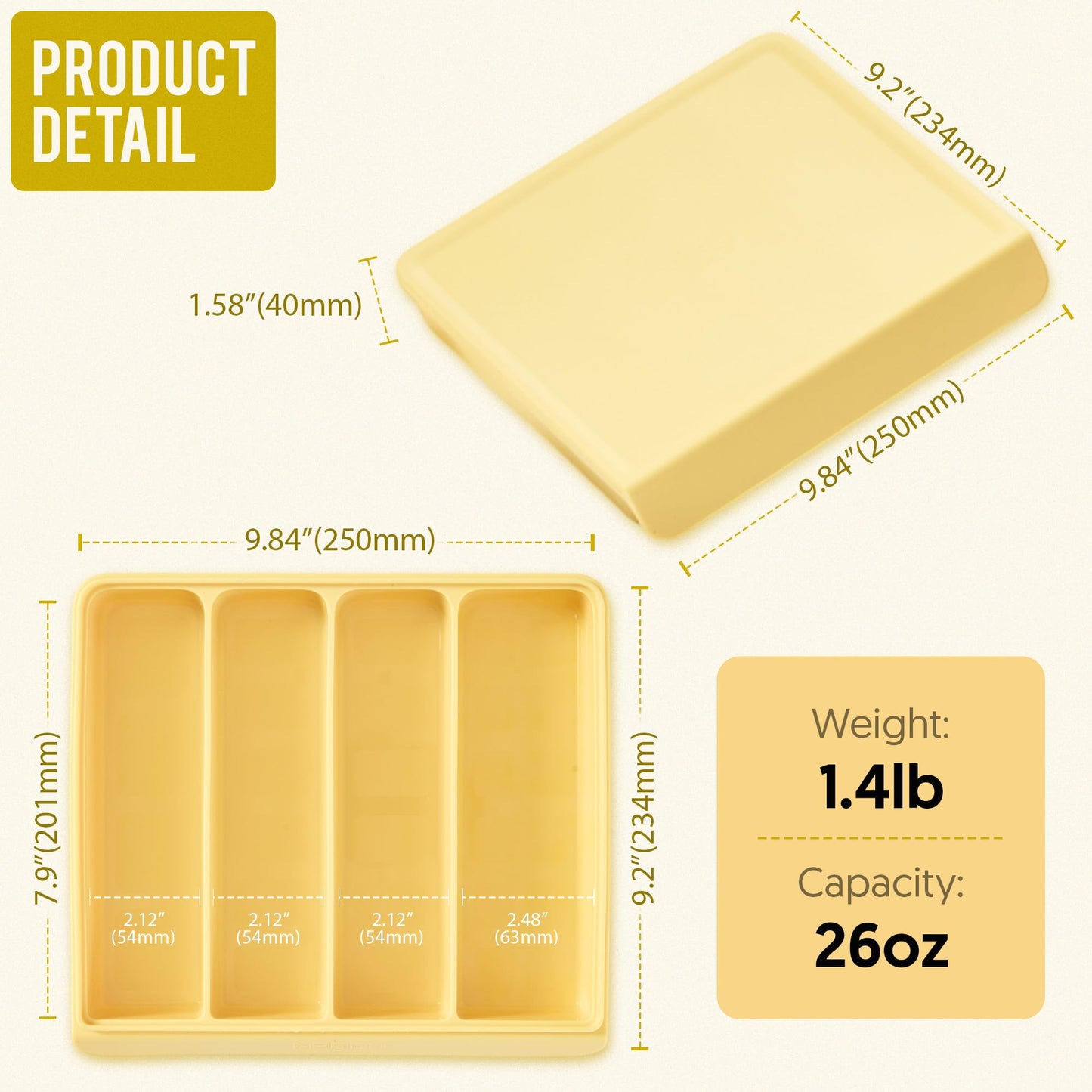 Firgi - Contenedor de almacenamiento de alimentos para bebés con tapa, 26 onzas, 4 compartimentos, apilable, preparación de comidas para alimentos de bebés, purés, aperitivos, kimbap y sushi