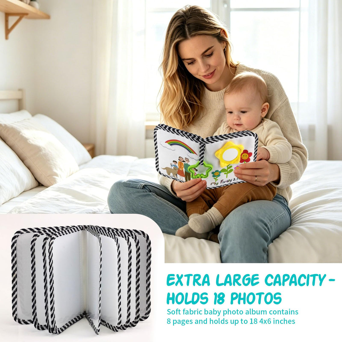Álbum de Fotos para Bebé ABCKEY Girasol con Espejo Seguro para Niños