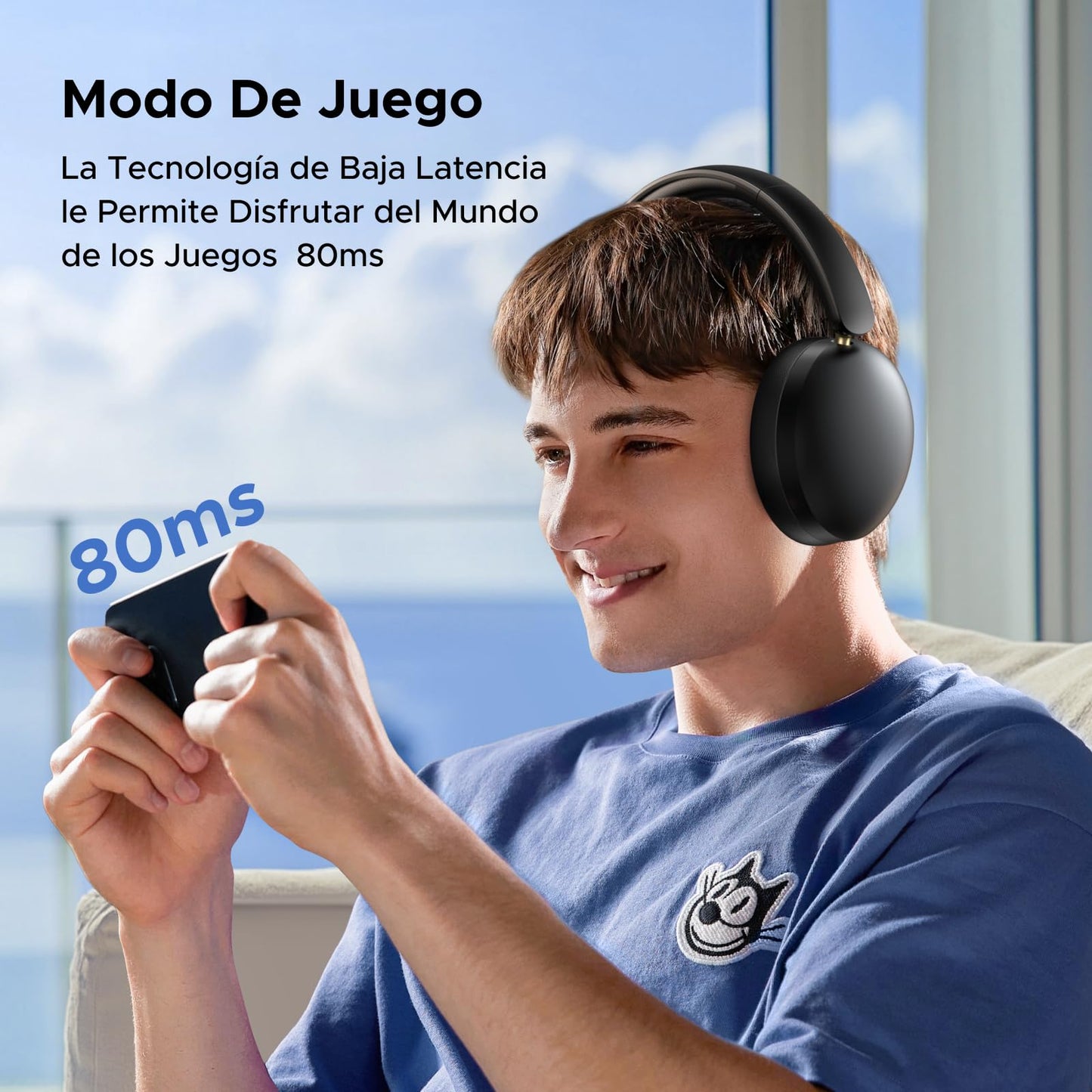 Audífonos Inalámbricos UGREEN Negruzco con Micrófono y Bluetooth 5.4, 40mm Controladores, 243g Ligero, 80 Horas de Reproducción, Gamer, Conexión Dual