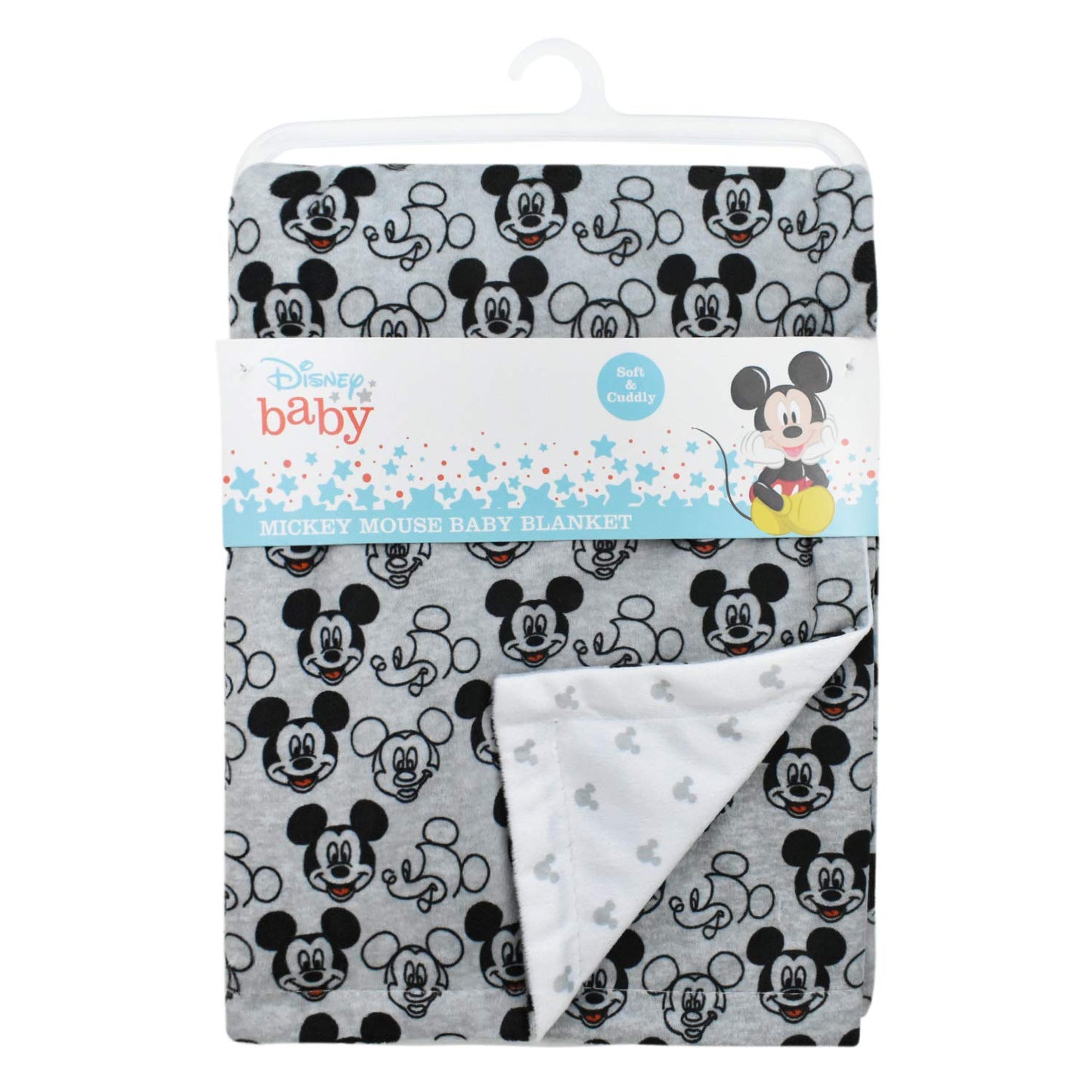 Cudlie Disney - Manta de visón de doble cara con estampado de micky gris (30 x 40)