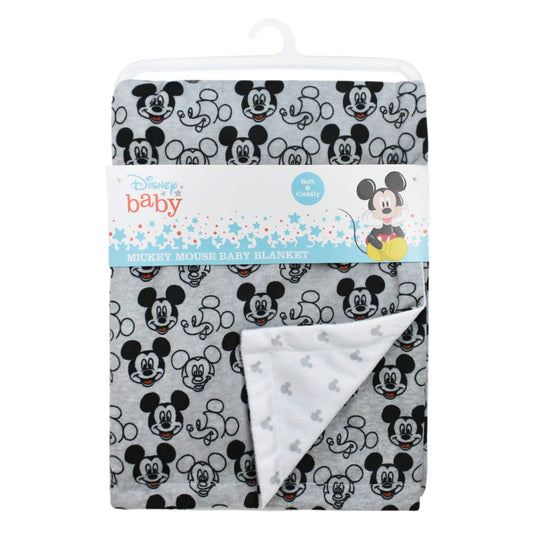 Cudlie Disney - Manta de visón de doble cara con estampado de micky gris (30 x 40)