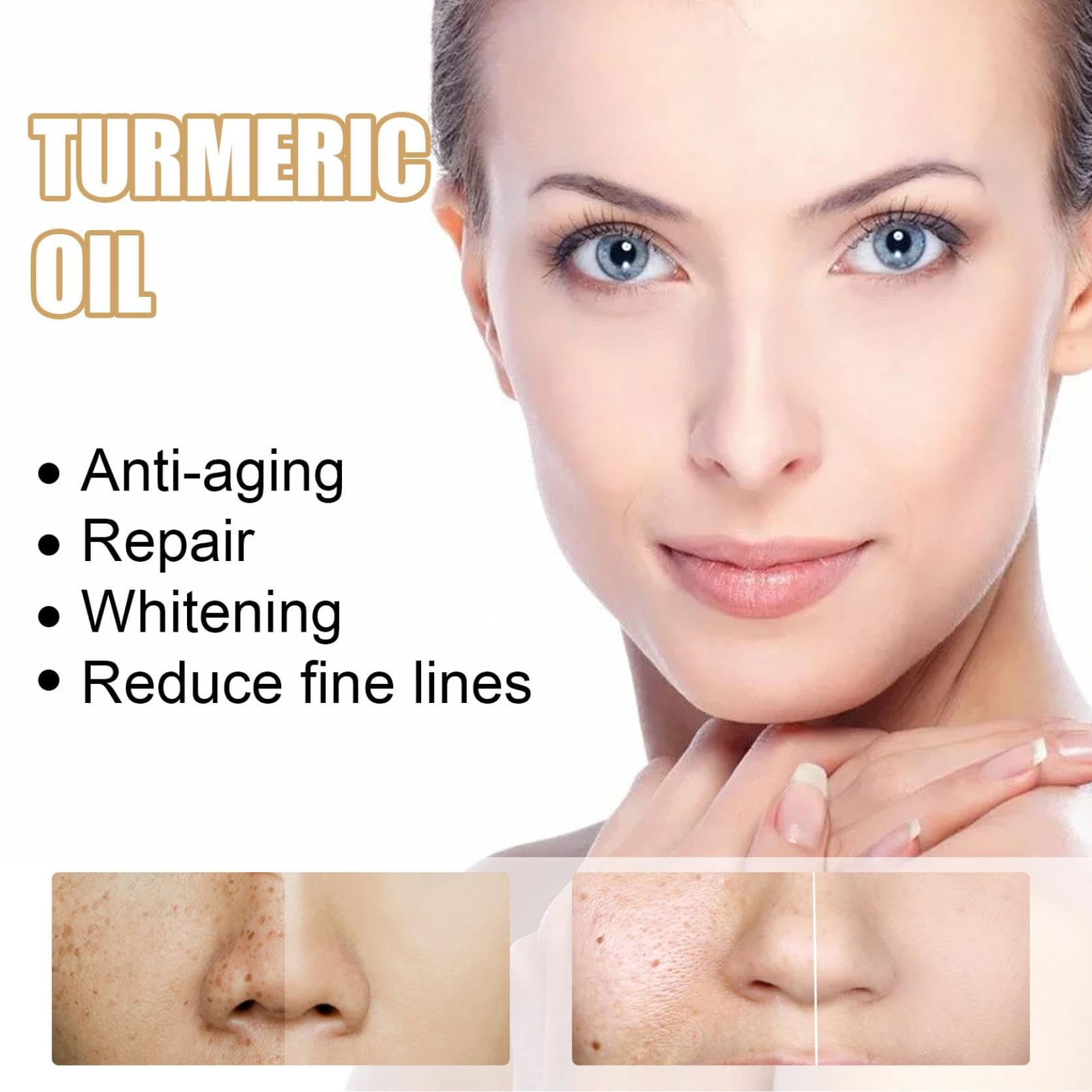 Cúrcuma Serum Facial Reparador, Suero Corrector De Manchas Oscuras De Cúrcuma, Cúrcuma Natural Piel Brillante Suero Hidratante Reparador de Manchas Oscuras, Hidrata La Piel Apagada Y Seca (3PCS)