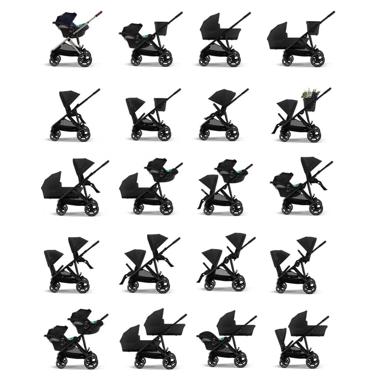 CYBEX Gazelle S Carriola doble, con más de 20 configuraciones. Color Sky Blue (Taupe Frame)