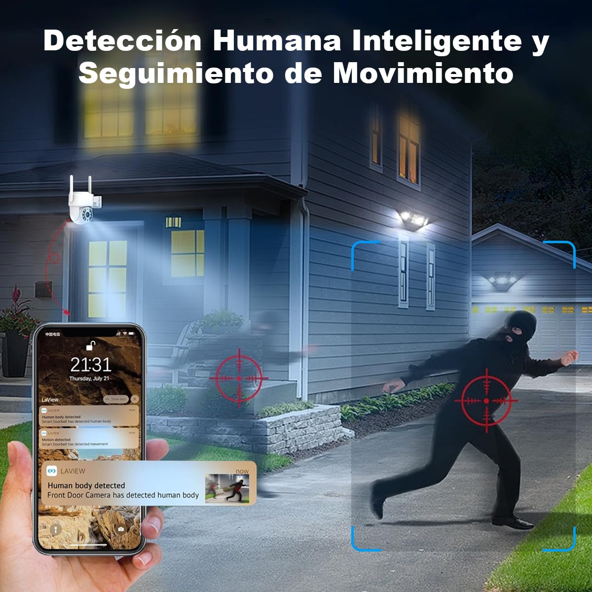 Cámara de Seguridad EASYTAO Exterior WiFi 2.5K 4MP con Visión Nocturna y Audio Bidireccional