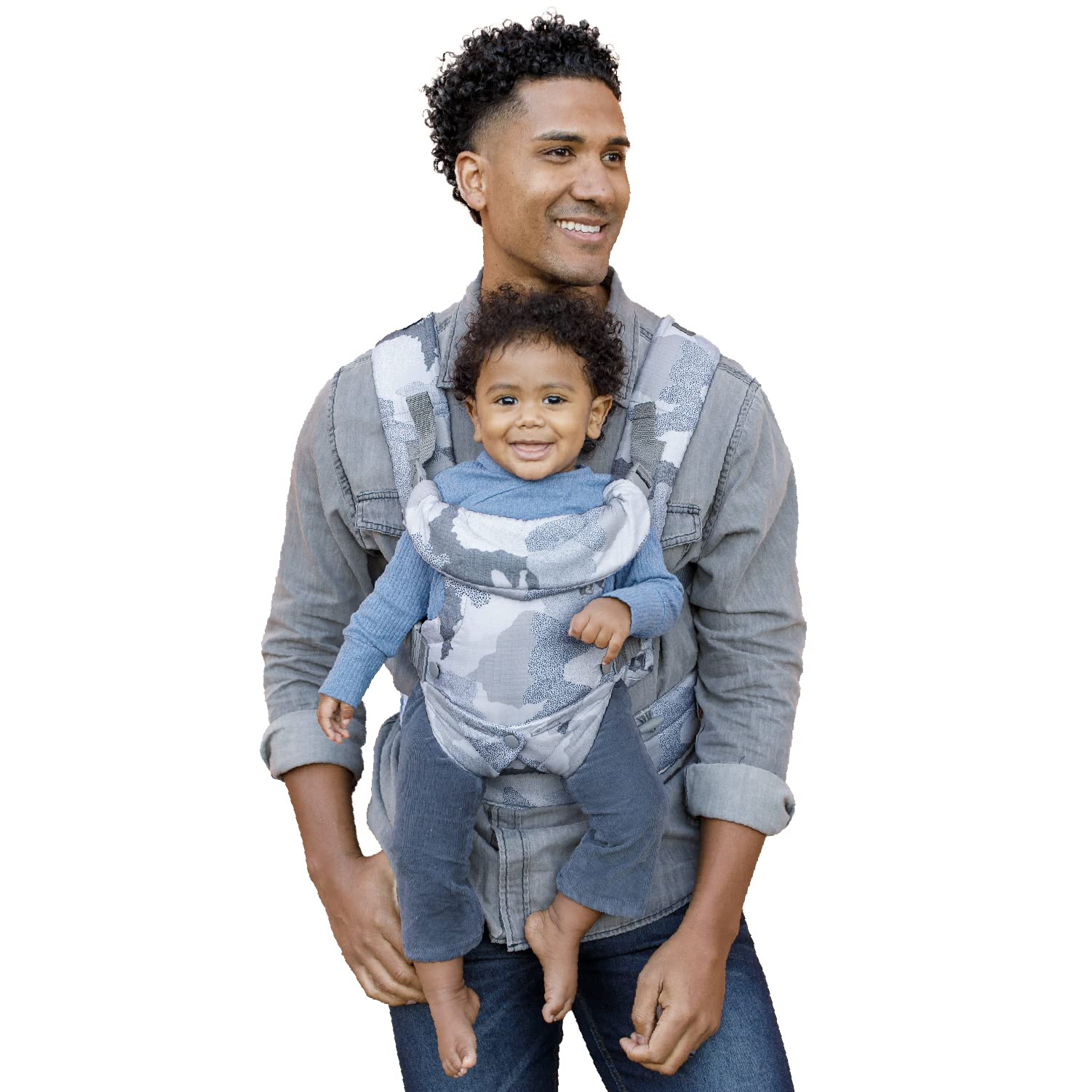 Infantino Flip Advanced Portabebés 4 en 1 – Ergonómico, Convertible, frontal y frontal hacia fuera Portabebés delantero y trasero para recién nacidos a niños pequeños 8-35 libras, camuflaje