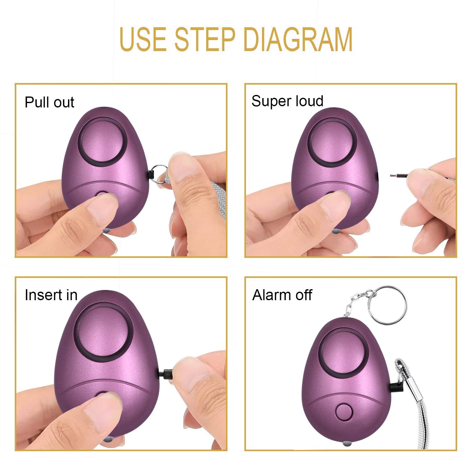 KOSIN - Alarma Personal de Sonido Seguro, Paquete de 6 llaveros de Alarma de Seguridad Personal de 140 dB con Luces LED, Alarma de Seguridad de Emergencia para Mujeres, Hombres, niños, Ancianos