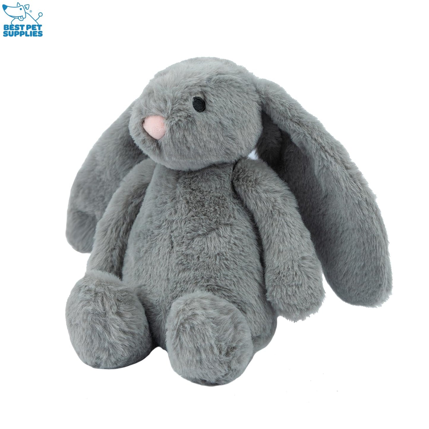 Best Pet Supplies - Juguete Interactivo de Conejito con enriquecimiento Arrugado y chirriante para Cachorros o Perros de Raza pequeña y Media, Lindo y Afelpado - Paquete de Conejito (Beige, Gris)