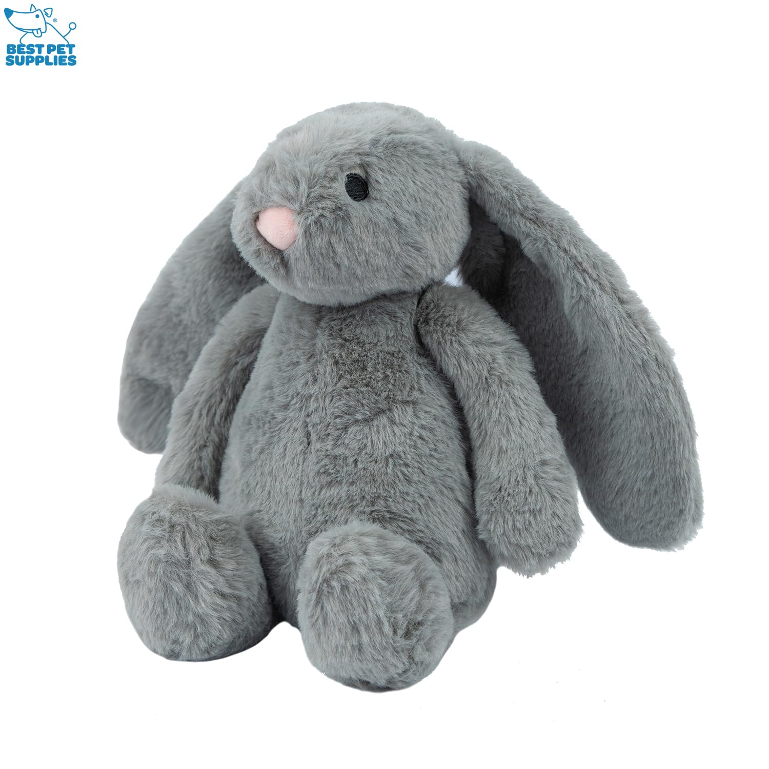 Best Pet Supplies - Juguete Interactivo de Conejito con enriquecimiento Arrugado y chirriante para Cachorros o Perros de Raza pequeña y Media, Lindo y Afelpado - Paquete de Conejito (Beige, Gris)