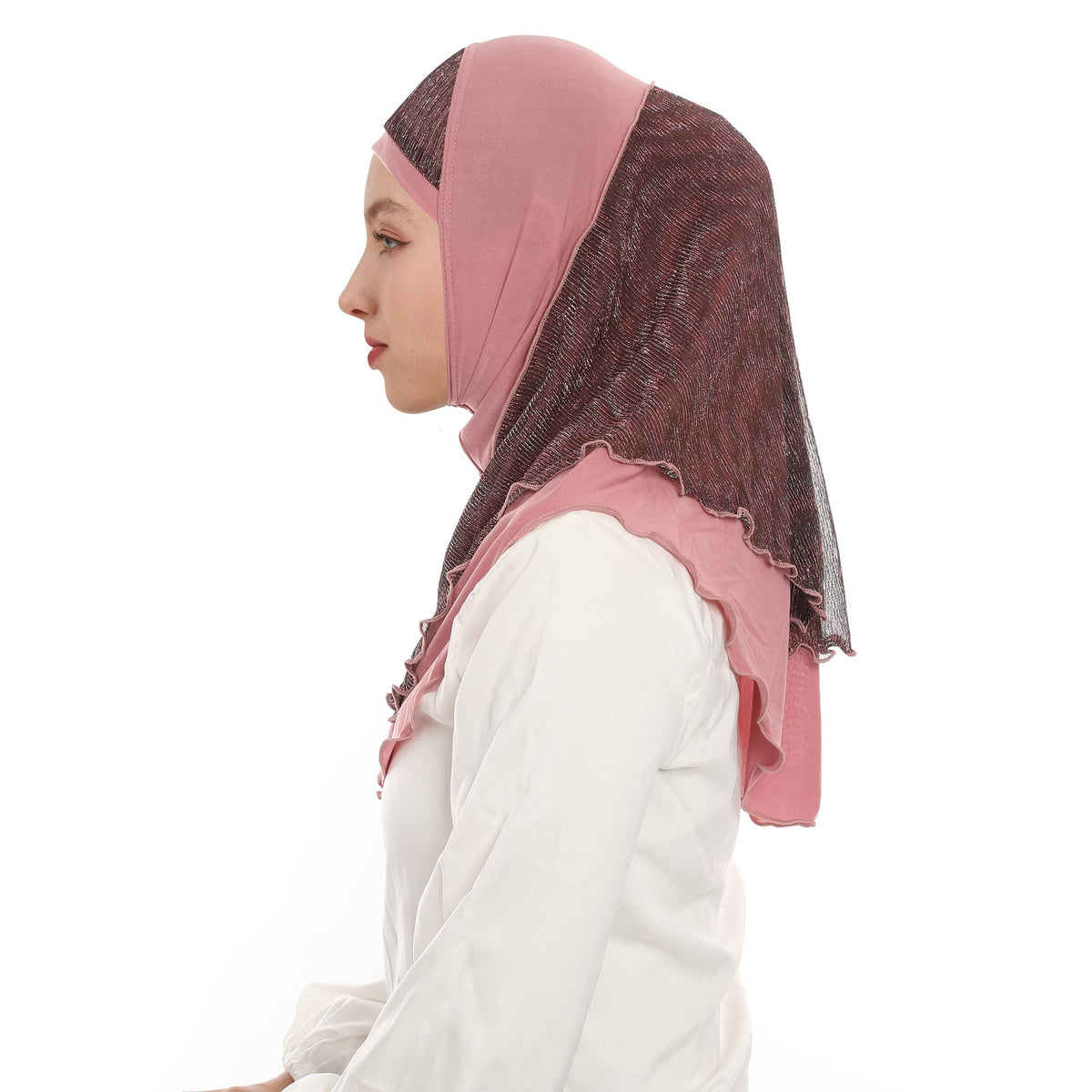 Jazvano - Hijab instantáneo para mujeres y niñas musulmanas, bufanda suave fácil de llevar, bufanda para la cabeza – Spun Gold Jilbab Daily Islamic 1pc, A rosa, Talla única