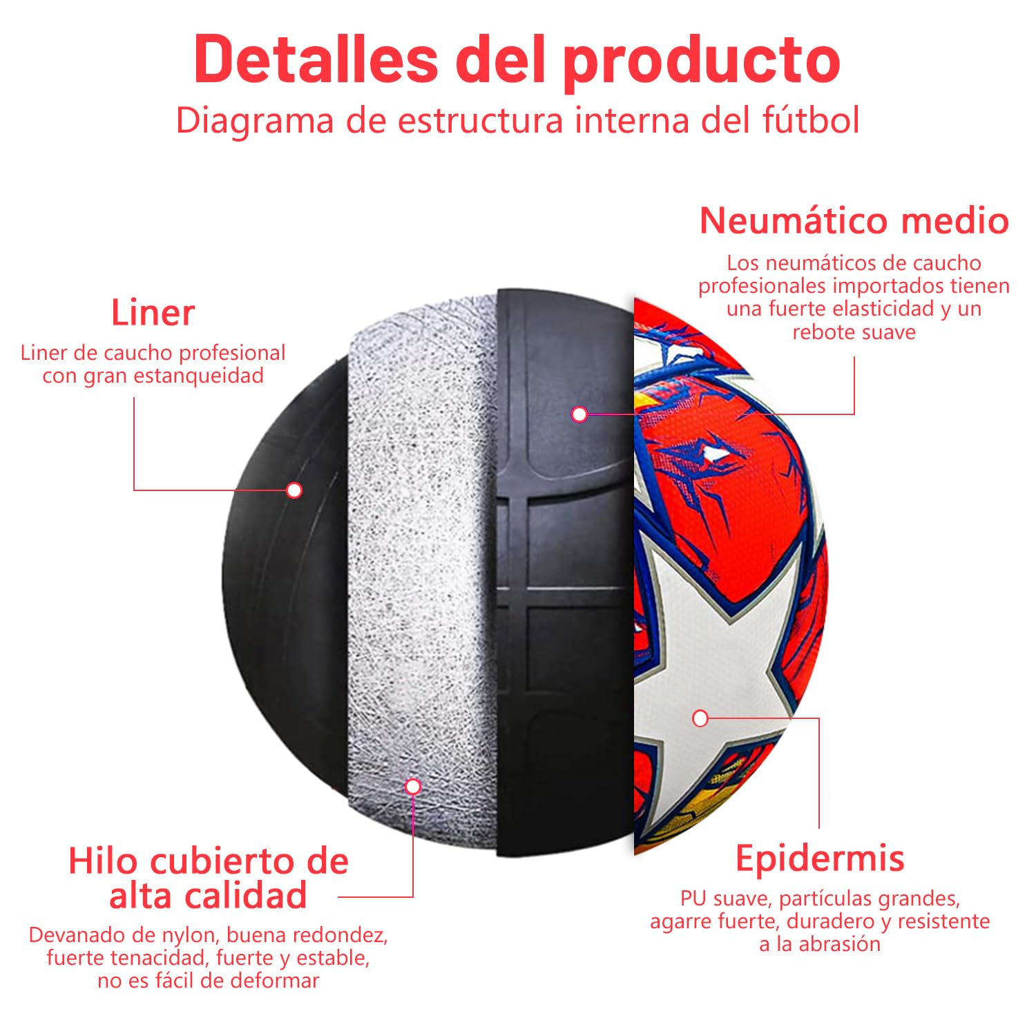 Balón de Fútbol QMCZLA Amarillo tamaño Normal de Entrenamiento Juvenil con Red de Pasador para Niños y Adultos