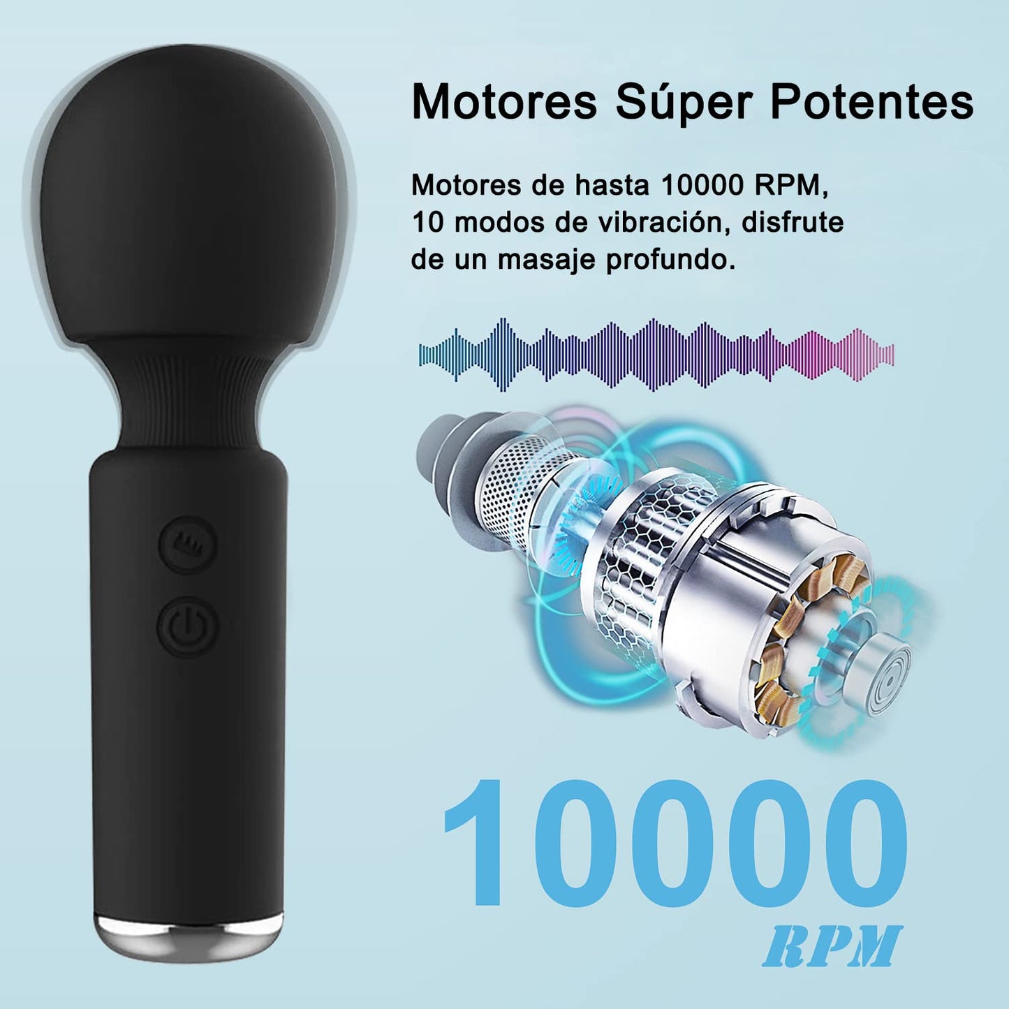 Sendowtek Mini Masajeador Muscular Masajeador Eléctrico de Mano Masajeador Recargable USB Dispositivo para Calmar Los Músculos Portátil Mini Massager Impermeable con 10 Velocidades Ajustables Diferentes Perfecto para Aliviar la Tensión, Los Músculos, el D