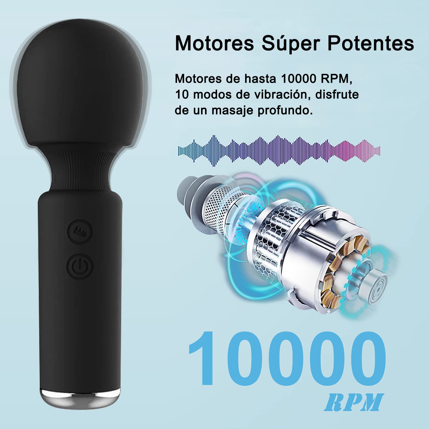 Sendowtek Mini Masajeador Muscular Masajeador Eléctrico de Mano Masajeador Recargable USB Dispositivo para Calmar Los Músculos Portátil Mini Massager Impermeable con 10 Velocidades Ajustables Diferentes Perfecto para Aliviar la Tensión, Los Músculos, el D