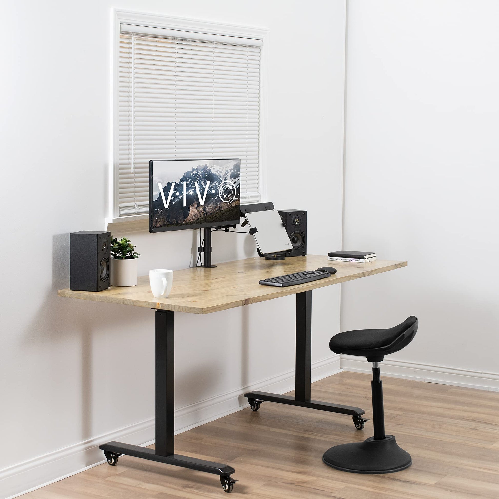 Brazo Universal de Acero VIVO Negro con Placa VESA Extraíble para Portátiles de 10 a 40 cm
